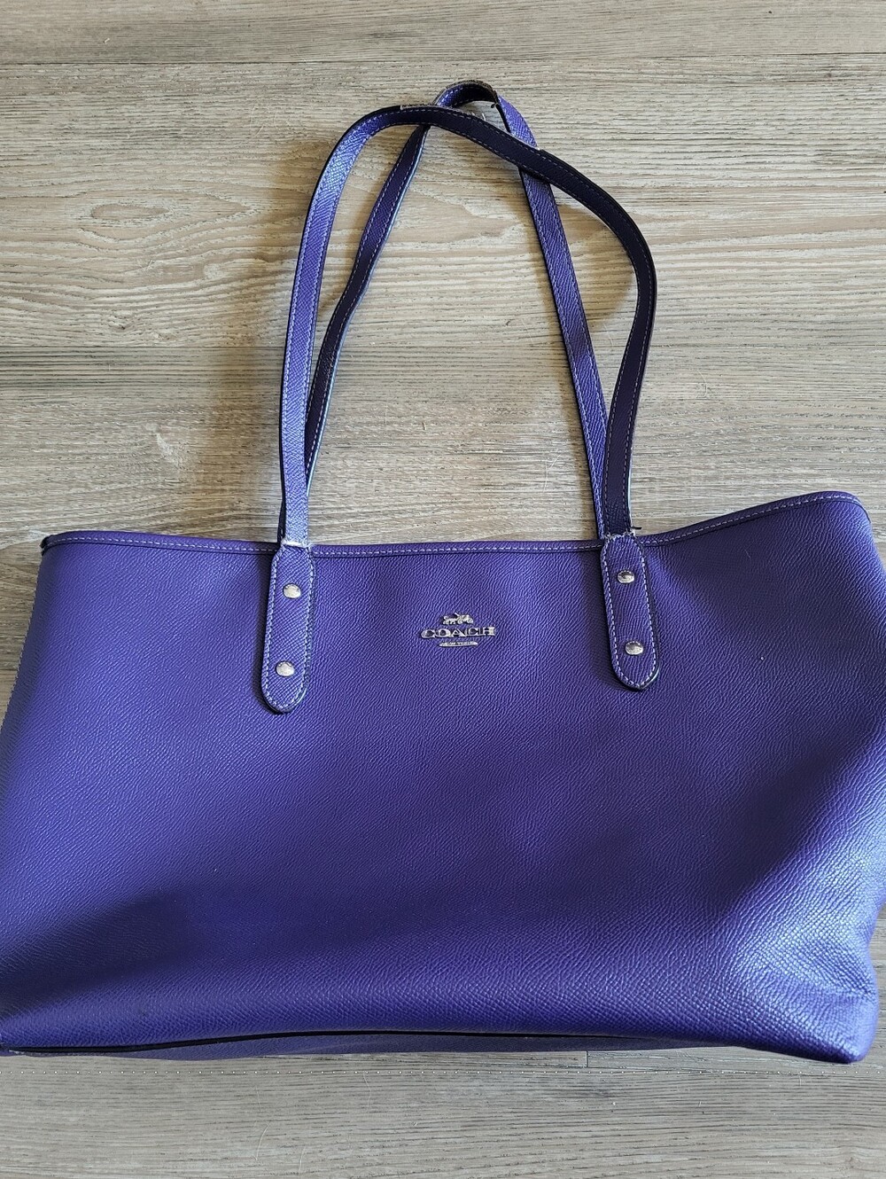 Coach City Zip Tote F58846 Purple Crossgrain Leather Shoulder Bag